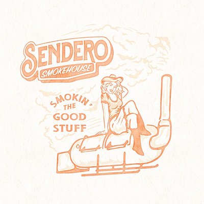 Sendero Smokehouse Design for Sendero Provisions Co. handdrawn illustration illustrator texasbarbecue vector vintage vintagetshirt