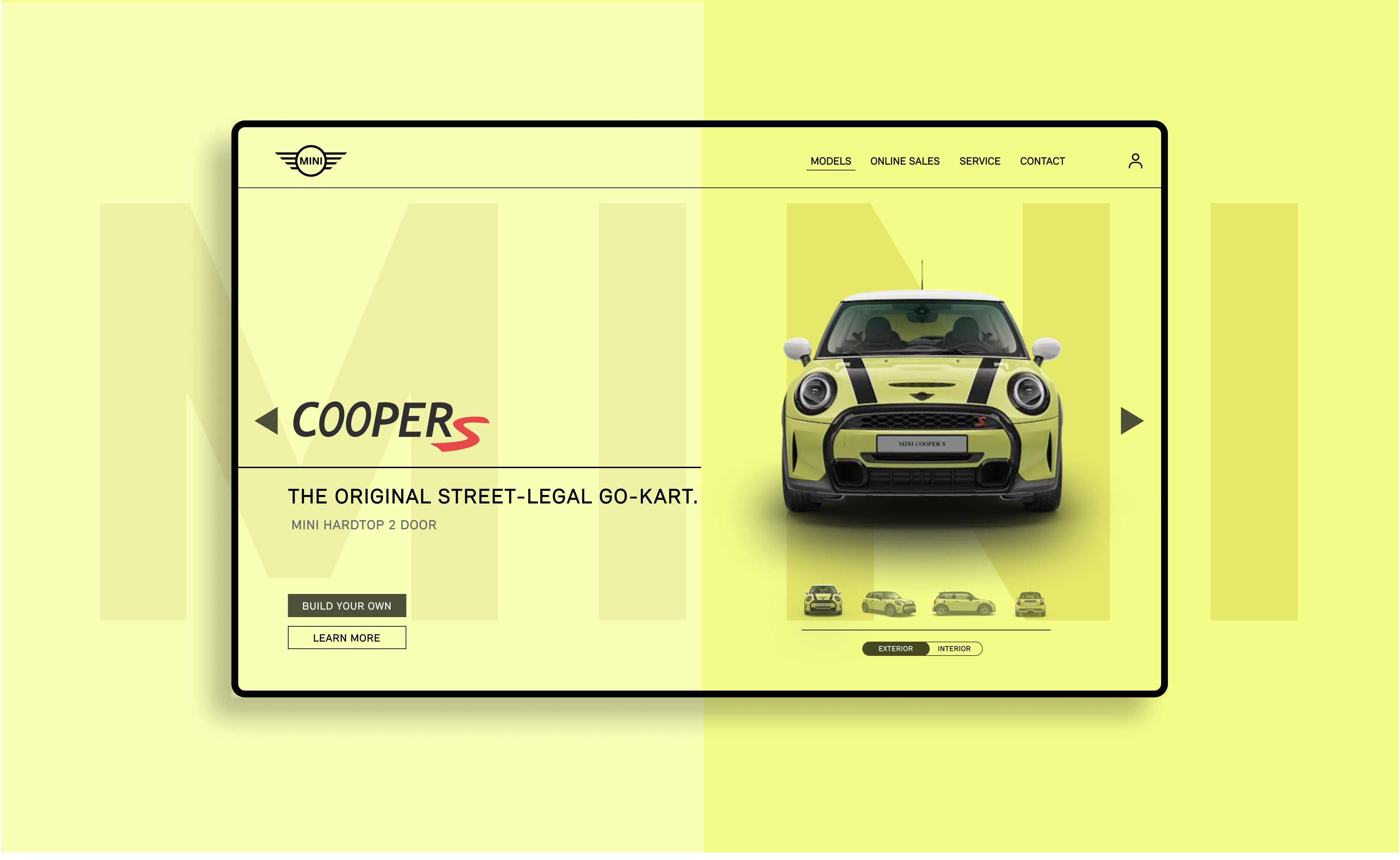 MINI bmw branding car color design desktop graphic design illustration mini mini cooper models summer sun ui ux webdesign yellow