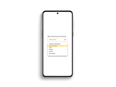 Dropdown UI branding choice choose course dailyui design design inspiration dropdown dropdown menu graphic design hamburger menu menu popup product design select course tip dropdown ui uiux yellow