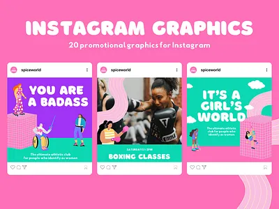 Spice World 🌐 Instagram Graphics athletic club colorful design design digital marketing fitness graphic design illustration instagram social media social media graphics social media templates templates