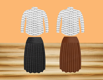 Digital Fashion/ Leather skirt- sweater apparel collar digital fashion fashion floor illustration leather long skirt sweater texture womens wear wood wool