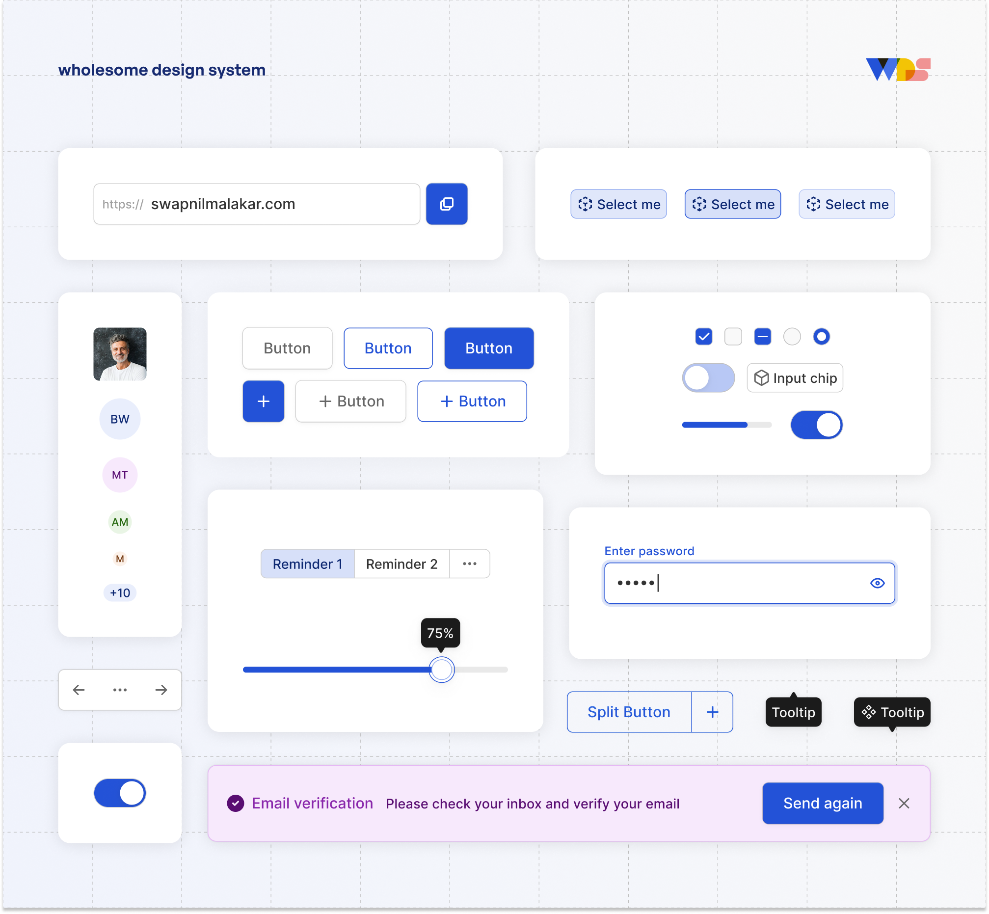 Introducing WDS :: Wholesome Design System button components daily ui dailyui design design system figma form field input field radio selection controls switch text field tokens ui variables variants wds wholesome wholesome design system
