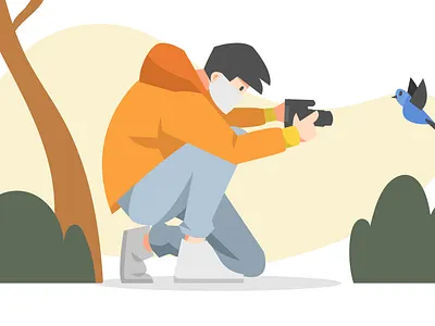 Collection of Photographer Vector Illustration camera cartoon character flat graphic design hobbies illustration lifestyle photographer photography picture vector young