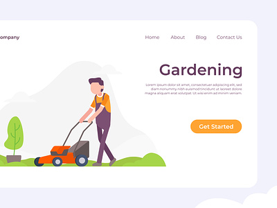 Gardening Concept Illustration character concept garden gardening illustration landing lawn mower page