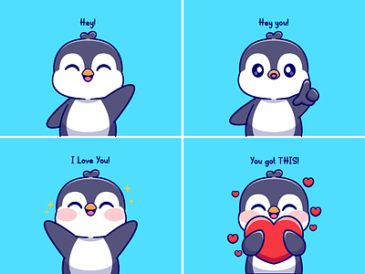 Hey you! I love you🥰 animals animation arctic chicks cold cute greeting heart hug i love you icon illustration logo love motivation penguin pet quotes shape winter