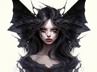 Demon Black Fairy art beautiful black clipart demon design fairy illustration woman