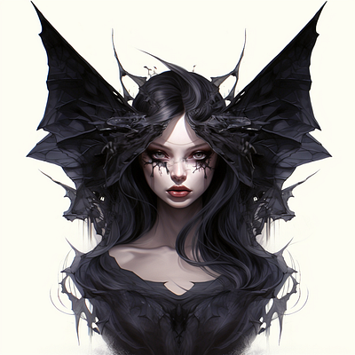 Demon Black Fairy art beautiful black clipart demon design fairy illustration woman