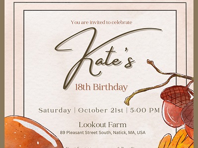 18th Birthday Invitation (fall theme) autumn autumn party birthday invitation design graphic design invitation party invitation png