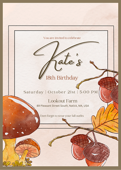 18th Birthday Invitation (fall theme) autumn autumn party birthday invitation design graphic design invitation party invitation png
