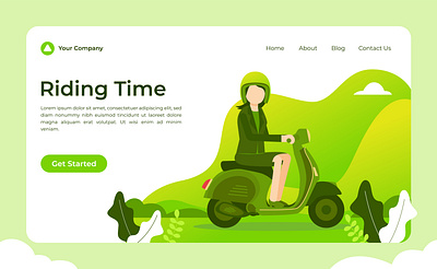 Riding Scooter Illustration character concept illustration landing page ride riding scooter time