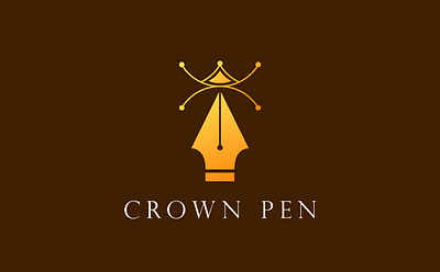 Crown Pen Logo Process author brand branding creative crowm design draw elegant gradient graphic design illustration king logo luxury minimalist modern pen pentool royal vector