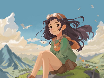 Mountain muse: anime girl sketch by Elizaveta Cherednichenko on Dribbble