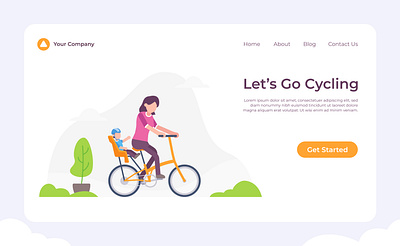 Cycling Illustration bike character concept cycling family illustration kids landing page