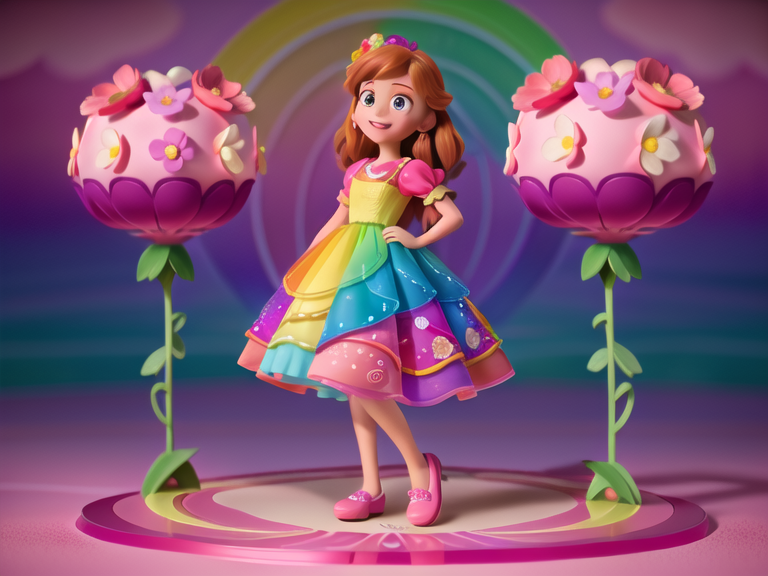 Rainbow Girl Characters 3d 3d art ai art beautiful cgi character character design character model colorful cute design dress environment female floral flowers girl model rainbow woman