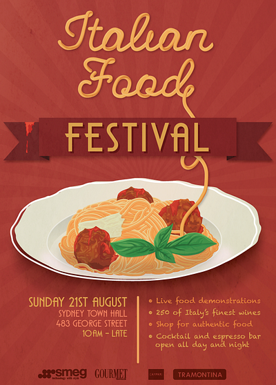 Italian Food Festival Poster event food graphic design illustration italian marketing poster print design promotional vector