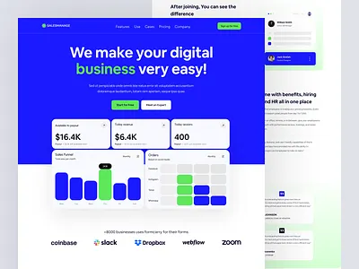 Salesmanage - SaaS website awe chart crm landing page marketing page revenue saas saas landing page saas template saas web saas website sales template tools web website