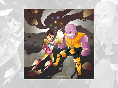 Ironman VS Thanos artwork children book fanart graphic design illustration