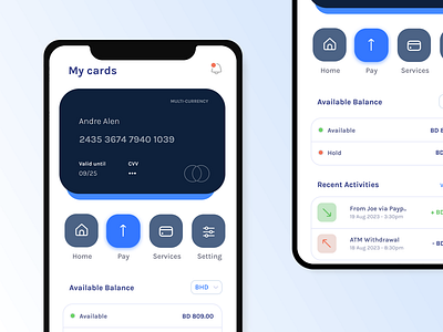 Payio App app bank banking app blue card credit card money pay payment paypal secure send money transaction ui ux wallet