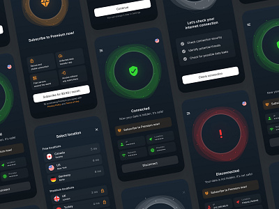 VPN Mobile App app connect connection design ip mobile network paywall subscribe subscription ui ux vpn