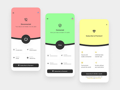 VPN Mobile App app design mobile paywall subscribe subscription ui ux vpn