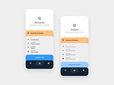 VPN Mobile App app connect connection design ip mobile ui ux vpn