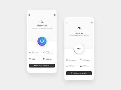 VPN Mobile App app connect connection design ip mobile ui ux vpn