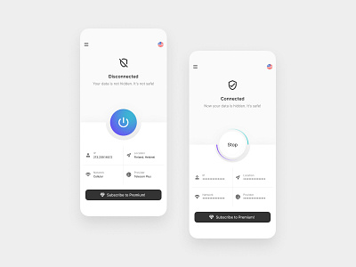 VPN Mobile App app connect connection design ip mobile ui ux vpn