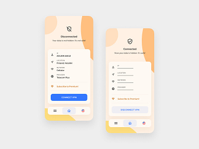 VPN Mobile App app connect connection design ip mobile ui ux vpn