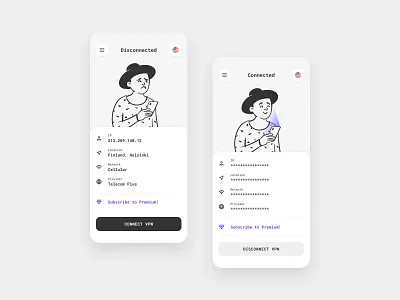 VPN Mobile App app connect connection design ip mobile ui ux vpn