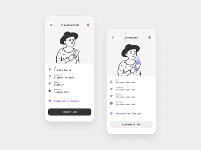 VPN Mobile App app connect connection design ip mobile ui ux vpn