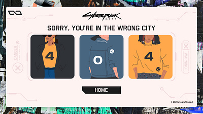 404 page - Cyberpunk inspired theme 404 404page design graphic design illustration ui uiux ux vector