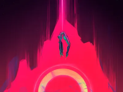 disappearing mystery art cg digital draw girl illustration neon paint pink sci fi science fiction