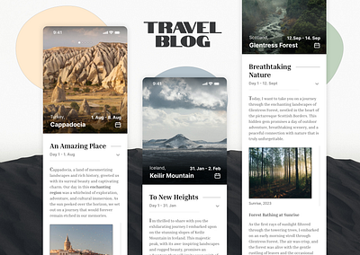 Travel Blog App app design flat minimal ui ux