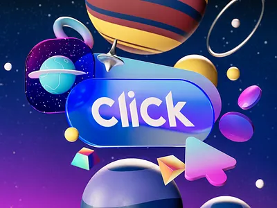 3d composition for Click.ua 3d blender design graphic design render
