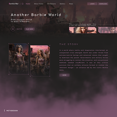 Barbie War Game barbie game ui ux web