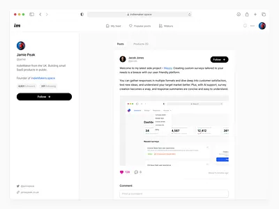 IndieMaker - Profile animation minimal profile ui user web app