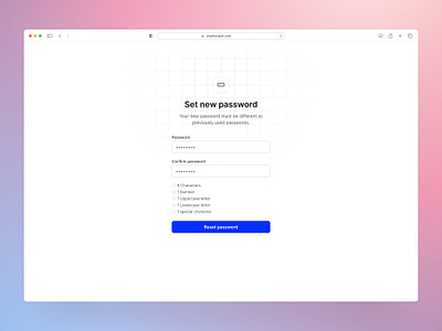 Setting a new password for players using Smartcoach app design ui ux