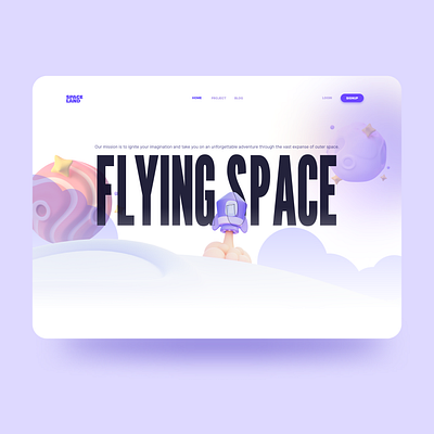 FLYING SPACE - Landing Page 3d astronaut cosmo design galaxy illustration planet space ui web webdesign