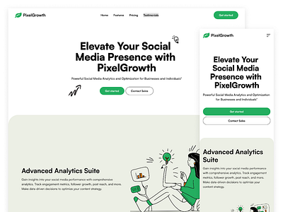 PixelGrowth SaaS Landing Page design framer ux webdesign