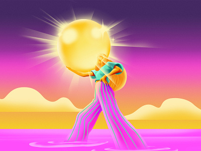 Summerdays artwork branding character design dance design festival graphicdesign illustration key art key visual light music orange pink purple summer sun sunrise sunset woman