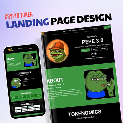 Crypto Token Landing Page Design banner design cryptolandingpage design graphic design illustration landingpage logo ui vector