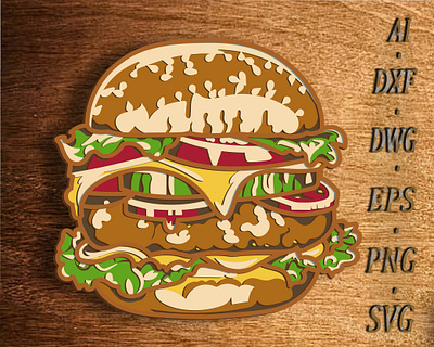 Burger multilayer 3D SVG/ Burger 3D mandala/Burger paper cut 3d app design graphic design illustration logo ui ux vector