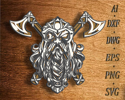 Viking Warrior Multilayer Svg/Viking Skull Mandala/3D Cut 3d branding design graphic design illustration logo ui ux vector