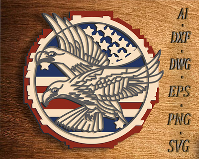 Eagle multilayer Svg/3D Patriotic Eagle/Eagle Laser Cut 3d branding design graphic design illustration logo ui ux vector