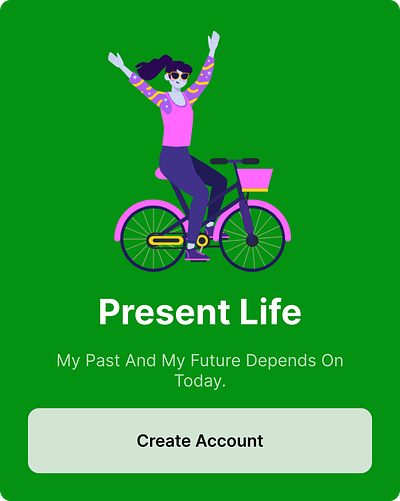 Present Life - Card 3d animation bicycle branding button card design discover graphic design happy illustration life logo mobile motion graphics print product design typography ui uiux design