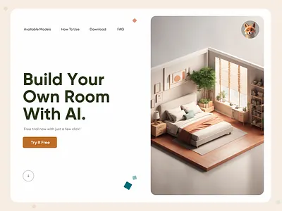 AI Generate landing page 3d ai ai generate clean design heydesign illustration landingpage page layout room ui website design