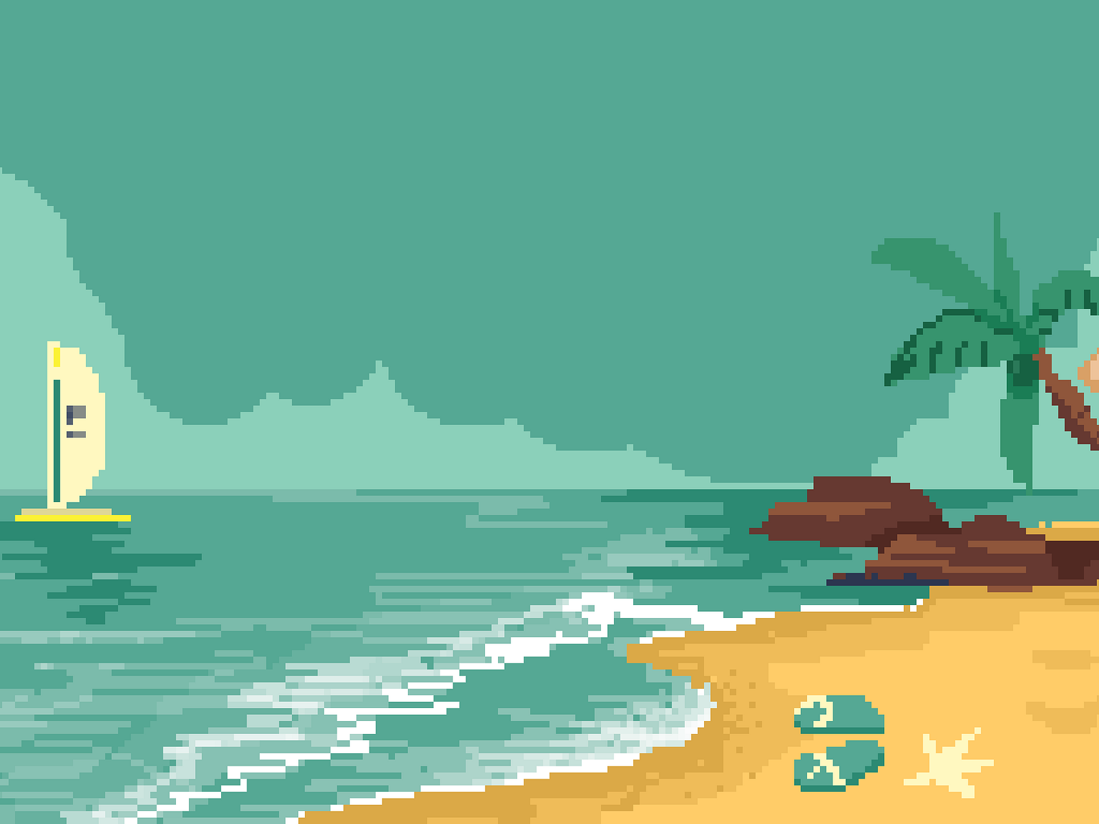 Beach pixel art by Tony Emmanuel on Dribbble