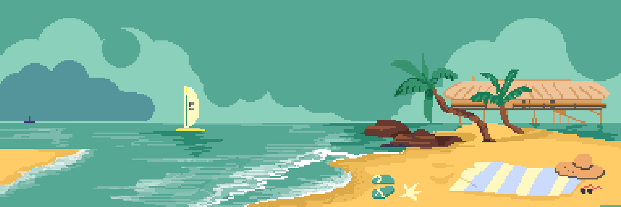 Beach pixel art by Tony Emmanuel on Dribbble