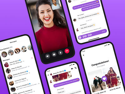 Dating App - Messages & Communication audio badoo call chat communication dating ios match messages mobile purple tinder ui ux video