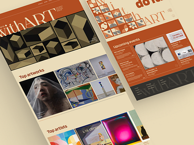 withART - an art platform art design hero screen landing landing page for art platform pattern ui ux